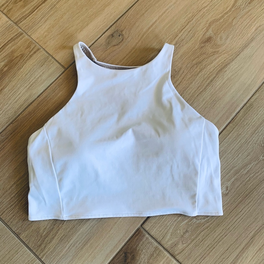 White Lululemon High Neck Sports Bra - 8